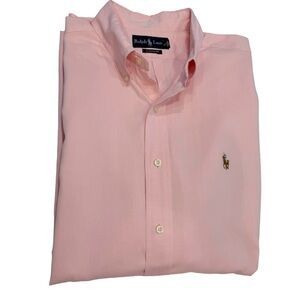 Ralph Lauren Mens Pink Classic Fit Oxford Shirt Button Down Long Sleeve Size 17